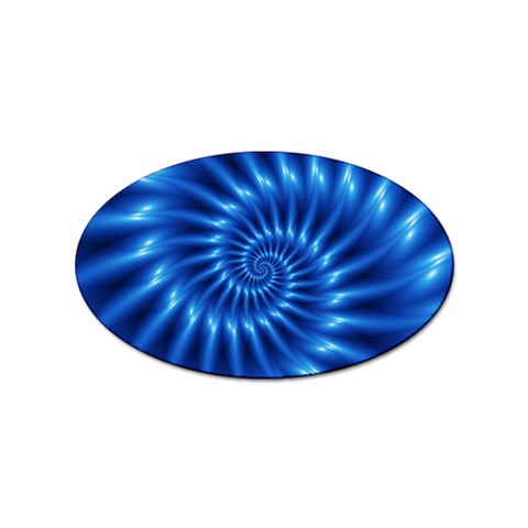 Glossy Electric Blue Spiral Fractal  Sticker (Oval) from ArtsNow.com Front