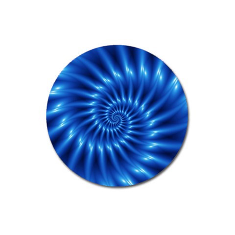 Glossy Electric Blue Spiral Fractal  Magnet 3  (Round) from ArtsNow.com Front