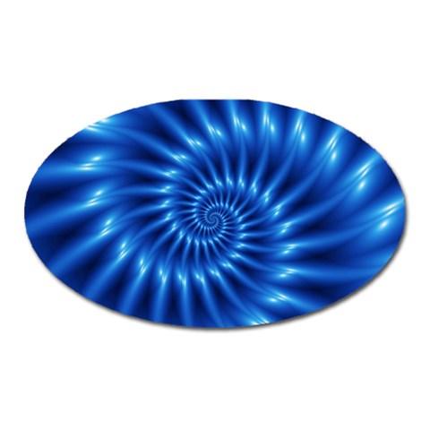 Glossy Electric Blue Spiral Fractal  Magnet (Oval) from ArtsNow.com Front