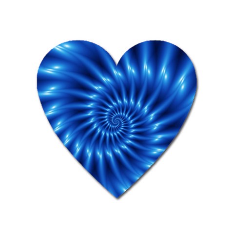 Glossy Electric Blue Spiral Fractal  Magnet (Heart) from ArtsNow.com Front