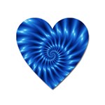 Glossy Electric Blue Spiral Fractal  Magnet (Heart)