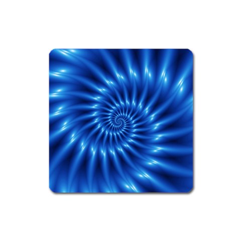 Glossy Electric Blue Spiral Fractal  Magnet (Square) from ArtsNow.com Front