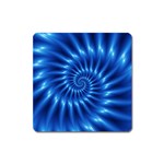 Glossy Electric Blue Spiral Fractal  Magnet (Square)