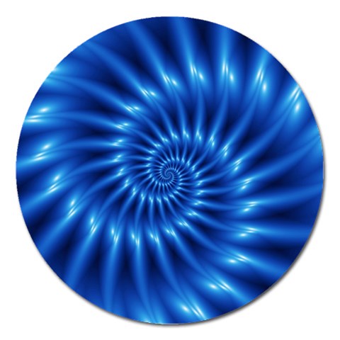 Glossy Electric Blue Spiral Fractal  Magnet 5  (Round) from ArtsNow.com Front