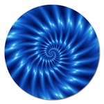 Glossy Electric Blue Spiral Fractal  Magnet 5  (Round)