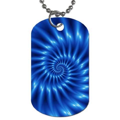 Glossy Electric Blue Spiral Fractal  Dog Tag (One Side) from ArtsNow.com Front