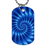 Glossy Electric Blue Spiral Fractal  Dog Tag (One Side)