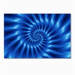 Glossy Electric Blue Spiral Fractal  Postcard 4  x 6 