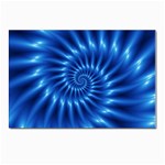 Glossy Electric Blue Spiral Fractal  Postcard 5  x 7 