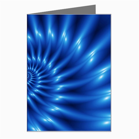 Glossy Electric Blue Spiral Fractal  Greeting Card from ArtsNow.com Left