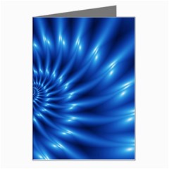 Glossy Electric Blue Spiral Fractal  Greeting Card from ArtsNow.com Left