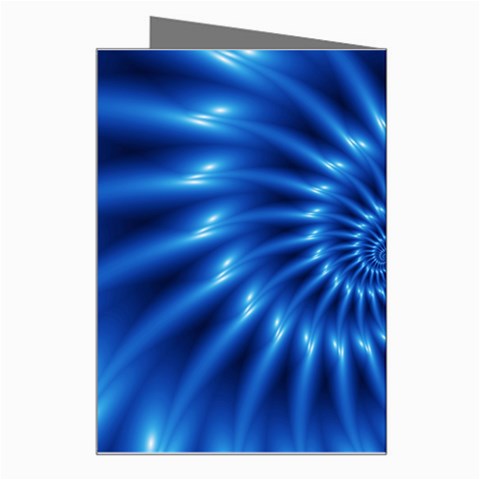 Glossy Electric Blue Spiral Fractal  Greeting Card from ArtsNow.com Right