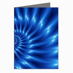 Glossy Electric Blue Spiral Fractal  Greeting Cards (Pkg of 8) from ArtsNow.com Left