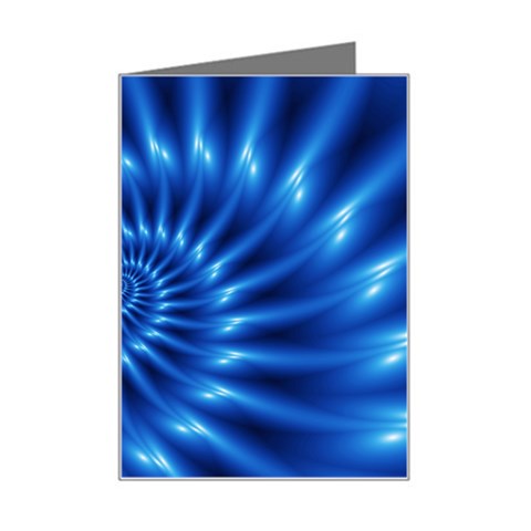 Glossy Electric Blue Spiral Fractal  Mini Greeting Card from ArtsNow.com Left