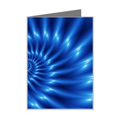 Glossy Electric Blue Spiral Fractal  Mini Greeting Card from ArtsNow.com Left