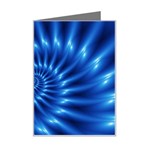 Glossy Electric Blue Spiral Fractal  Mini Greeting Card