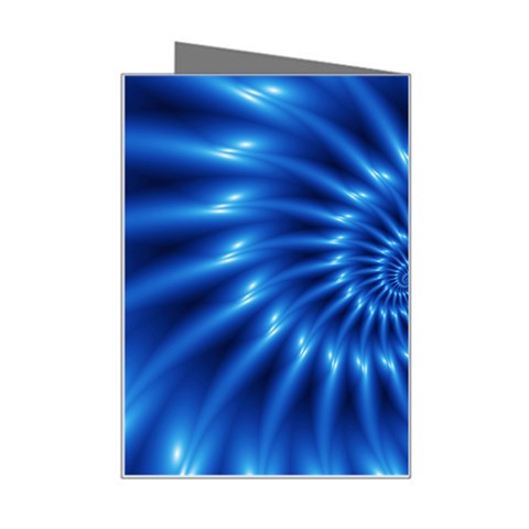 Glossy Electric Blue Spiral Fractal  Mini Greeting Card from ArtsNow.com Right