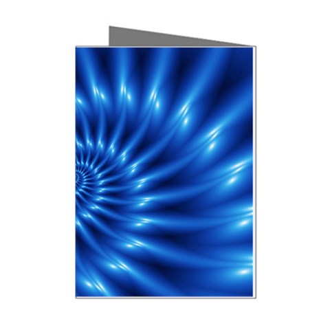 Glossy Electric Blue Spiral Fractal  Mini Greeting Cards (Pkg of 8) from ArtsNow.com Left