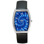 Glossy Electric Blue Spiral Fractal  Barrel Style Metal Watch