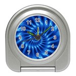 Glossy Electric Blue Spiral Fractal  Travel Alarm Clock