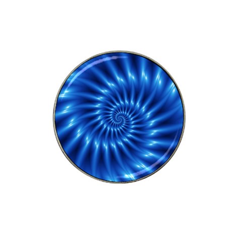 Glossy Electric Blue Spiral Fractal  Hat Clip Ball Marker from ArtsNow.com Front