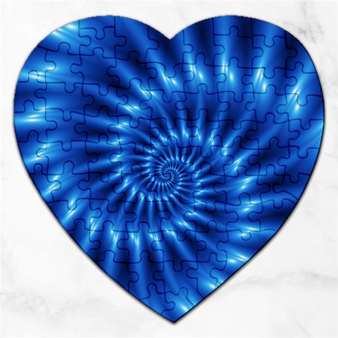 Glossy Electric Blue Spiral Fractal  Jigsaw Puzzle (Heart) from ArtsNow.com Front