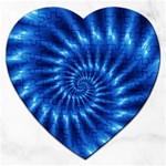 Glossy Electric Blue Spiral Fractal  Jigsaw Puzzle (Heart)