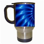 Glossy Electric Blue Spiral Fractal  Travel Mug (White)