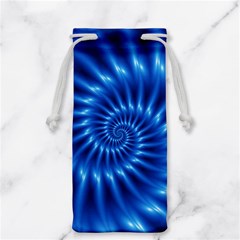 Glossy Electric Blue Spiral Fractal  Jewelry Bag from ArtsNow.com Front