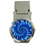 Glossy Electric Blue Spiral Fractal  Money Clip Watch