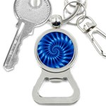 Glossy Electric Blue Spiral Fractal  Bottle Opener Key Chain