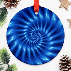 Glossy Electric Blue Spiral Fractal  Round Ornament (Two Sides) from ArtsNow.com Front