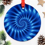 Glossy Electric Blue Spiral Fractal  Round Ornament (Two Sides)