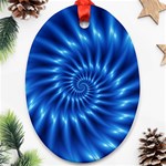 Glossy Electric Blue Spiral Fractal  Oval Ornament (Two Sides)