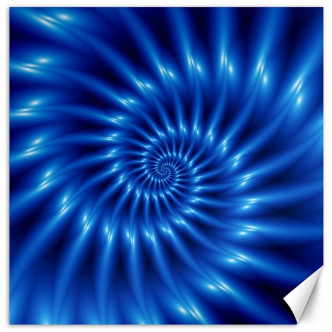 Glossy Electric Blue Spiral Fractal  Canvas 12  x 12  from ArtsNow.com 11.4 x11.56  Canvas - 1