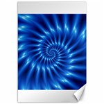 Glossy Electric Blue Spiral Fractal  Canvas 12  x 18 