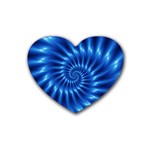 Glossy Electric Blue Spiral Fractal  Rubber Coaster (Heart)