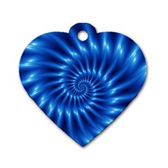 Glossy Electric Blue Spiral Fractal  Dog Tag Heart (Two Sides) from ArtsNow.com Front