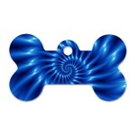 Glossy Electric Blue Spiral Fractal  Dog Tag Bone (One Side)