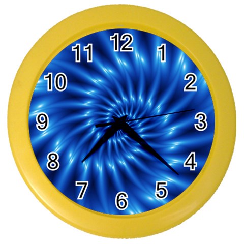 Glossy Electric Blue Spiral Fractal  Color Wall Clock from ArtsNow.com Front