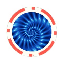 Glossy Electric Blue Spiral Fractal  Poker Chip Card Guard from ArtsNow.com Front