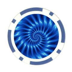 Glossy Electric Blue Spiral Fractal  Poker Chip Card Guard from ArtsNow.com Front