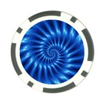 Glossy Electric Blue Spiral Fractal  Poker Chip Card Guard