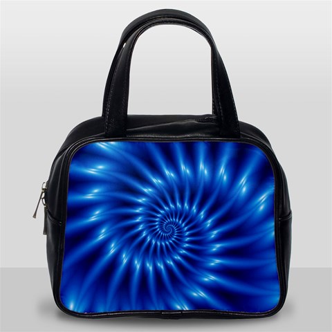 Glossy Electric Blue Spiral Fractal  Classic Handbag (One Side) from ArtsNow.com Front