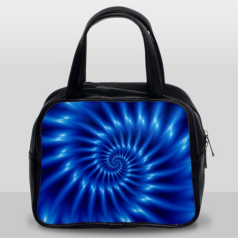 Glossy Electric Blue Spiral Fractal  Classic Handbag (Two Sides) from ArtsNow.com Front