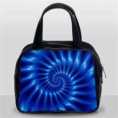 Glossy Electric Blue Spiral Fractal  Classic Handbag (Two Sides) from ArtsNow.com Front