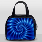 Glossy Electric Blue Spiral Fractal  Classic Handbag (Two Sides)