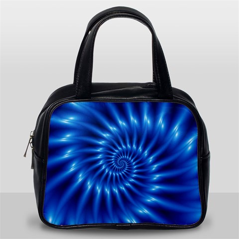 Glossy Electric Blue Spiral Fractal  Classic Handbag (Two Sides) from ArtsNow.com Back