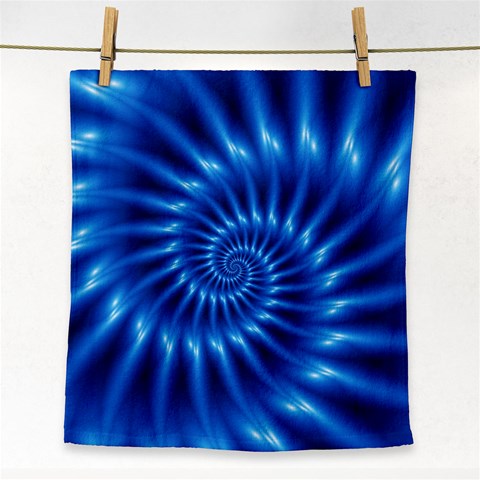 Glossy Electric Blue Spiral Fractal  Face Towel from ArtsNow.com Front