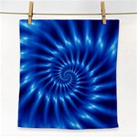 Glossy Electric Blue Spiral Fractal  Face Towel